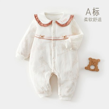 連體衣嬰兒秋冬衣服新款80g夾棉a類寶寶嬰幼兒冬裝新生兒外出服鑫弘-萌寶童裝可開發票