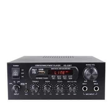 功放 擴大機 家庭劇院 卡拉OK K歌專用 KS-33BT小型功放機USB讀卡收音家用車載兩用大功率廠家批發