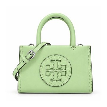 TORY BURCH ELLA BIO縫線皮革兩用托特包(迷你/薄荷綠)