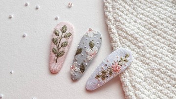 刺繡髮夾花嬰兒髮夾白花夾