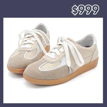 真皮 德訓鞋 休閒鞋 復刻休閒拼色厚底真皮德訓鞋 ROBINLO( SHEPARD II 燕麥米)