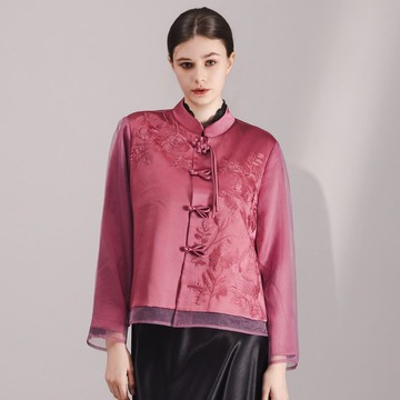 【MEDUSA】輕奢中式刺繡盤釦上衣(M-XL) | 女長袖上衣 女外罩外搭