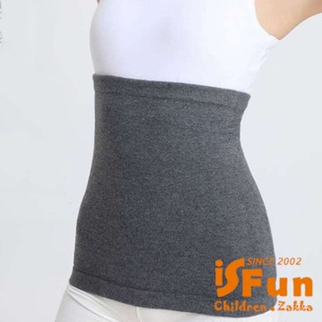 iSFun 保暖腹部 秋冬暖肚加絨加厚彈性護腰帶 灰色L號