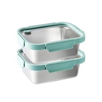 【康寧密扣Snapware】Eco Lightweight 316可微波/可直火/不鏽鋼保鮮盒1850ML*2(B03)