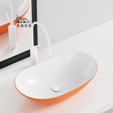 免運 破損補寄 台上盆 陶瓷盆 洗手盆 台上面盆 北歐陶瓷臺上盆橙色陽臺洗手盆藝術盆家用衛生間洗臉盆面盆單盆 工廠直銷 可批發 售後保障 5h12