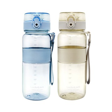 樂扣樂扣LocknLock Tritan優質彈蓋提帶水壺(650ml)-迷霧灰/雲彩藍