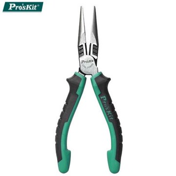 台灣寶工Pro skit抗鏽鈦金有牙尖嘴鉗165mm德式長嘴鉗子1PK-709DS(55 Cr-Ni鍛造+鈦金/染黑;偏心設計/TPR防滑)電子鉗手鉗 適剪切夾持繞線緊固