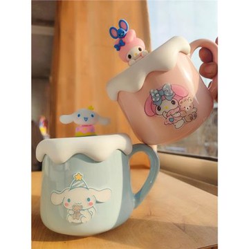 早餐牛奶馬克大耳狗玉桂美樂蒂可愛兔不生氣大容量陶瓷帶把蓋水杯
