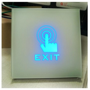 黑色觸摸式門禁出門開關 86型藍色背光防水白色有機玻璃開門按ll