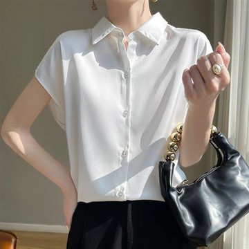 【巴黎精品】緞面襯衫短袖上衣-輕薄OL打底絲質女裝4色a1iz103