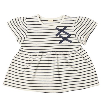 akachan honpo - 短袖T恤-腰部拼接-深藍色