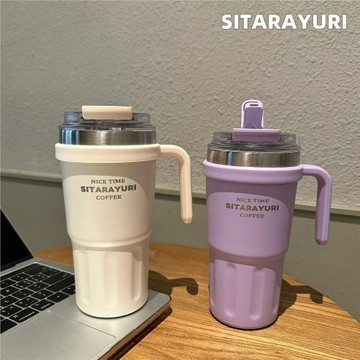 SITARAYURI跨境大容量手柄冰霸杯雙飲保溫杯304不銹鋼便攜車載杯
