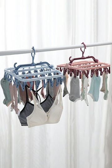 晾衣架可折疊多夾子陽臺曬襪子防風晾內衣褲嬰兒宿舍家用神器收納