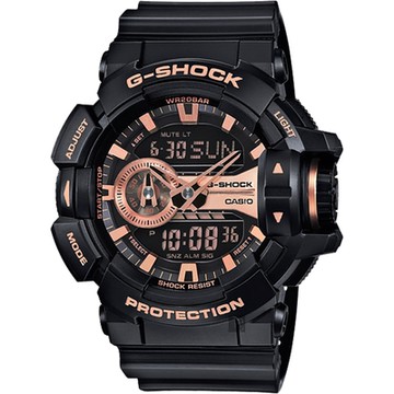 CASIO卡西歐 G-SHOCK 金屬系雙顯手錶 雙12購物節 送禮首選-玫瑰金x黑 GA-400GB-1A4