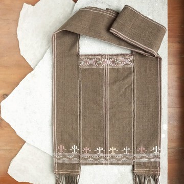 Karen 手工編織植物染色單肩包 /棕植物圖案 / 手工縫製，獨一無二