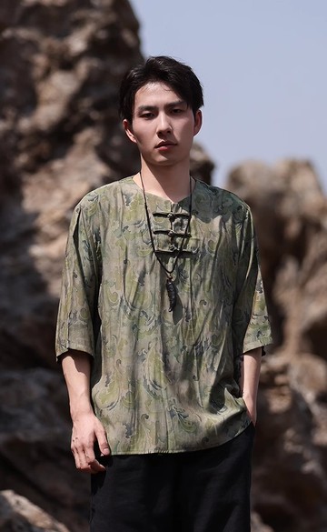 新中式復古 盤扣短袖襯衫