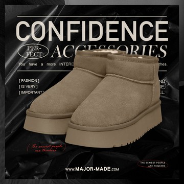 厚絨毛短筒厚底雪靴