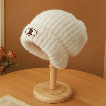 軟糯粉紅色毛線帽女生韓系R標顯臉小堆堆帽慵懶風護耳保暖針織帽 雙11全館免運