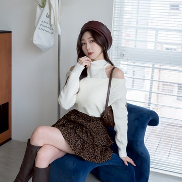 兩件式~前交叉針織長袖上衣+削肩小高領背心 SY171891【現貨】