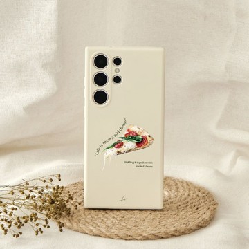LINGSKETCHBOOK起司續命披薩純色矽膠SAMSUNG手機殼