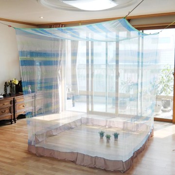 朝鮮半島絲網 四角蚊帳  1人(180×110×190公分)  藍色條紋