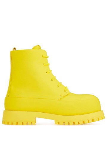Ferragamo - lace-up leather boots - men - CALFSKIN/CALFSKIN/Goat Skin - 9.5 - Yellow