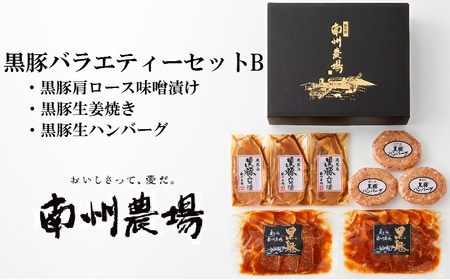 南州農場黒豚バラエティ詰合せB 鹿児島 国産 九州産 黒豚 豚肉 お肉 ハンバーグ 生姜焼き ロース 味噌漬け みそ おかず 肉加工品 贈答 ギフト