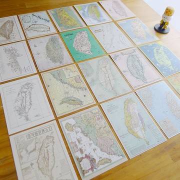 台灣老地圖CDEFG 20款 + 世界地圖A 4款 明信片