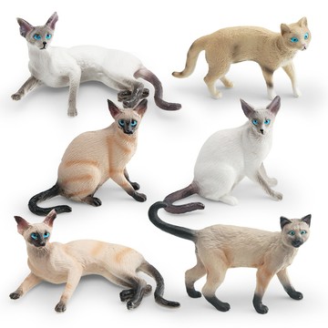 🌈「動物世界」仿真寵物貓咪動物模型兒童認知暹羅貓泰國貓桌面裝飾擺件玩具