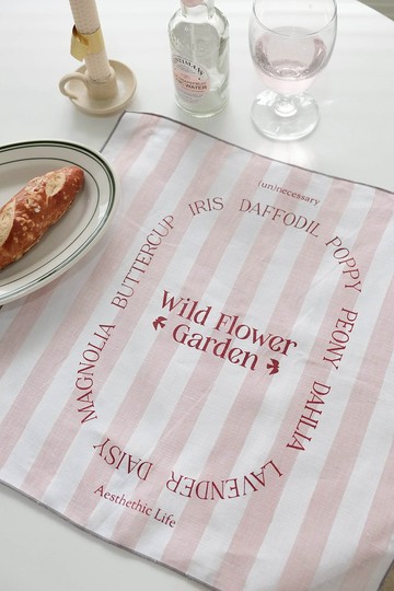 餐巾紙、麻、絲網圖案/織物海報（粉色圖案）