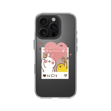 iPhone 16 Pro Clear Case（相機按鈕） 透明 - 懶散兔與啾先生 Lazy Rabbit and Mr.Chu - Send heart