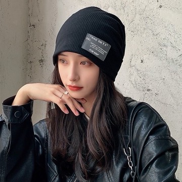 日系網紅套頭帽包頭帽秋冬月子帽女日系毛絨針織堆堆帽夏季薄款網紅款 73611