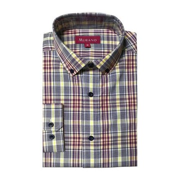 任-[MURANO]立領格紋長袖襯衫-細格