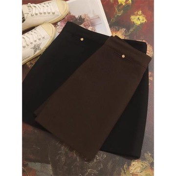 半身裙女2025新款羊毛呢女秋冬小香風高腰顯瘦小個子黑色a字短裙