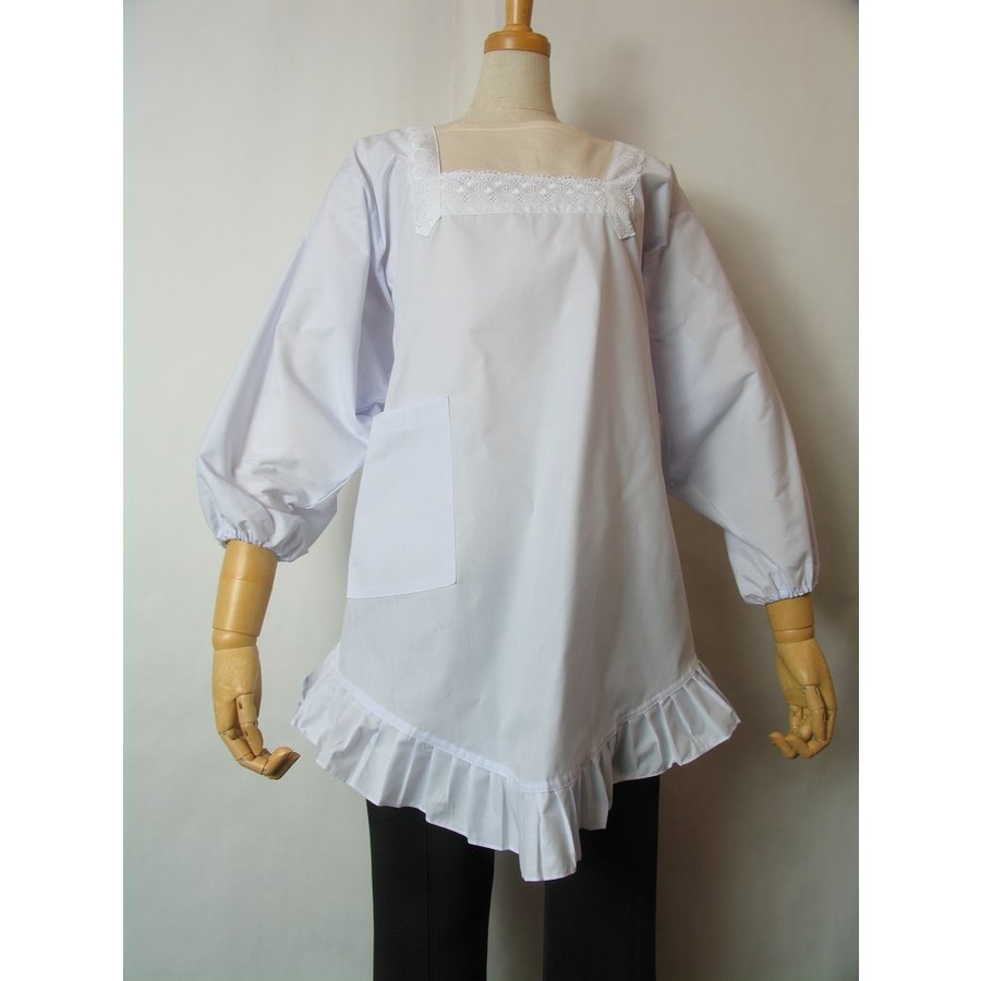 エプロン かっぽう着 割烹着 白 レース 裾フリル M L サイズ 母の日 プレゼント 通販 Lineポイント最大0 5 Get Lineショッピング