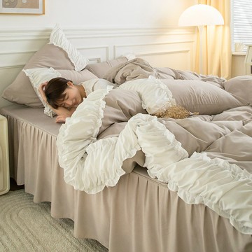 韓式公主風床上四件套床單三件套被罩被套溫柔床品春秋床裙床罩4