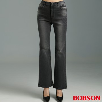 【BOBSON】女款1971日本黑標喇叭褲(BSL024-BR)