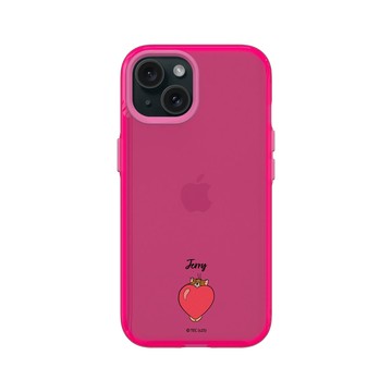 iPhone 15 Clear 粉漾桃 - 湯姆貓與傑利鼠 Tom and Jerry - 貼紙系列 - 愛心傑利鼠