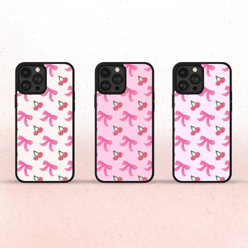 奶油粉紅蝴蝶結 1 櫻桃 2 iPhone 手機殼 三星手機殼