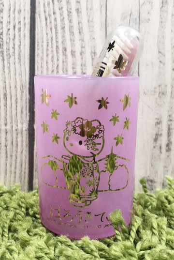 【震撼精品百貨】凱蒂貓_Hello Kitty~日本SANRIO三麗鷗KITTY 牙刷附杯-和風*01288