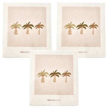 沐慕家居 木漿棉環保抹布 三顆椰子樹  20 x 18cm  1組