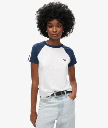 Superdry Women's Women's Essential Logo Retro T-shirt White / Optic/ Richest Navy - Size: 10 Size: 6