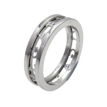 【二手名牌BRAND OFF】BVLGARI 寶格麗 18K白金 縷空 B.zero1 Openwork Logo 戒指 #60