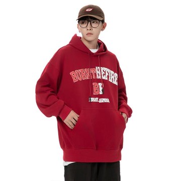 重磅連帽衛衣男春秋款美式復古高街外套歐美潮牌寬松運動套頭上衣