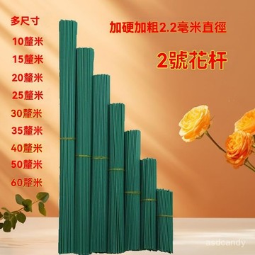 🔥臺灣-出貨🔥2號花桿手工diy假花枝塑料花綠色桿子仿真花枝包膠花桿鐵絲加粗硬