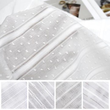 純棉夏季薄款白色提花面料襯衫連衣裙娃衣洋裝可愛小清新繡花布料