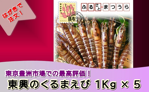 お届けオーダーメイド!東興のくるまえび1kg×5回