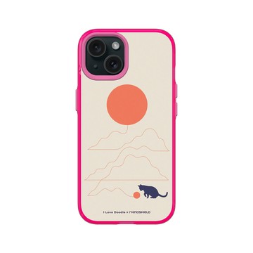 iPhone 15 Clear 粉漾桃 - ilovedoodle (Lim Heng Swee) - Cat Landscape - Hairball 貓咪貓球