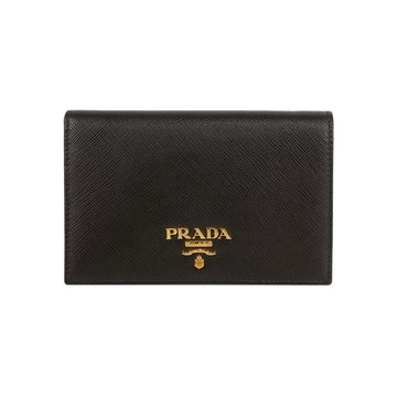 PRADA 浮雕Logo 防刮皮革護照夾/中夾(黑色)