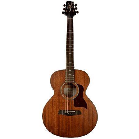 Sawtooth Mahogany Series Solid Mahogany Top Acoustic-Electric Mini Jumbo Guitar with Hard Case and Pick Sampler